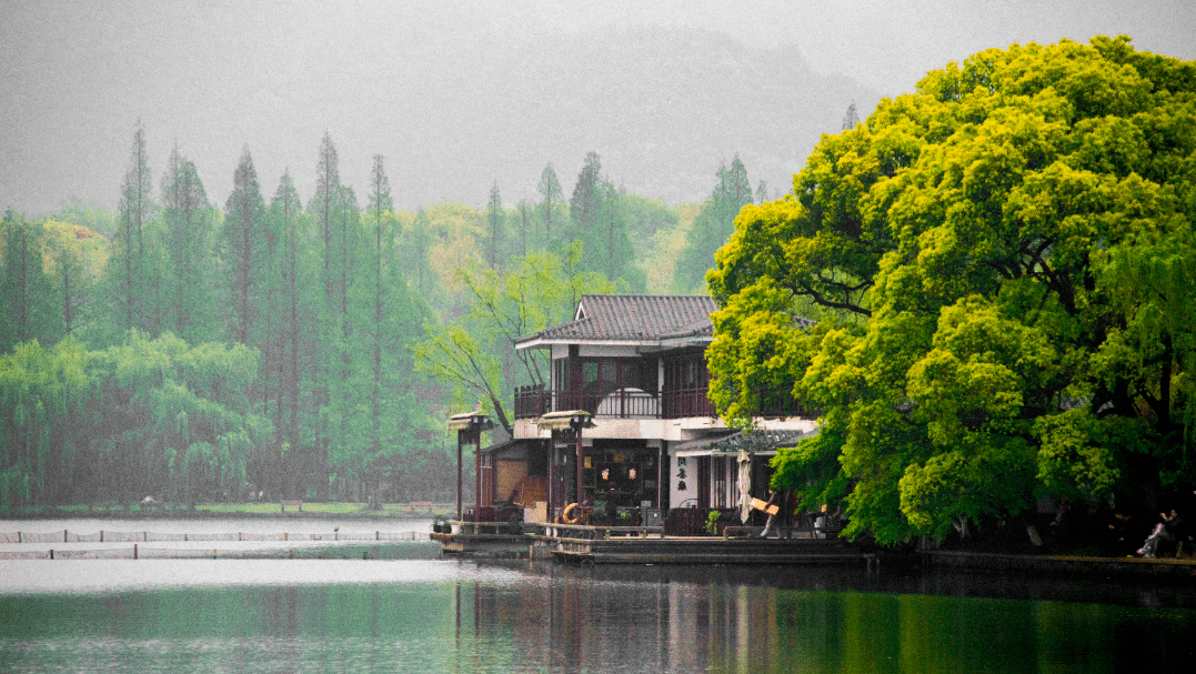 西湖畔,微风轻拂待君临