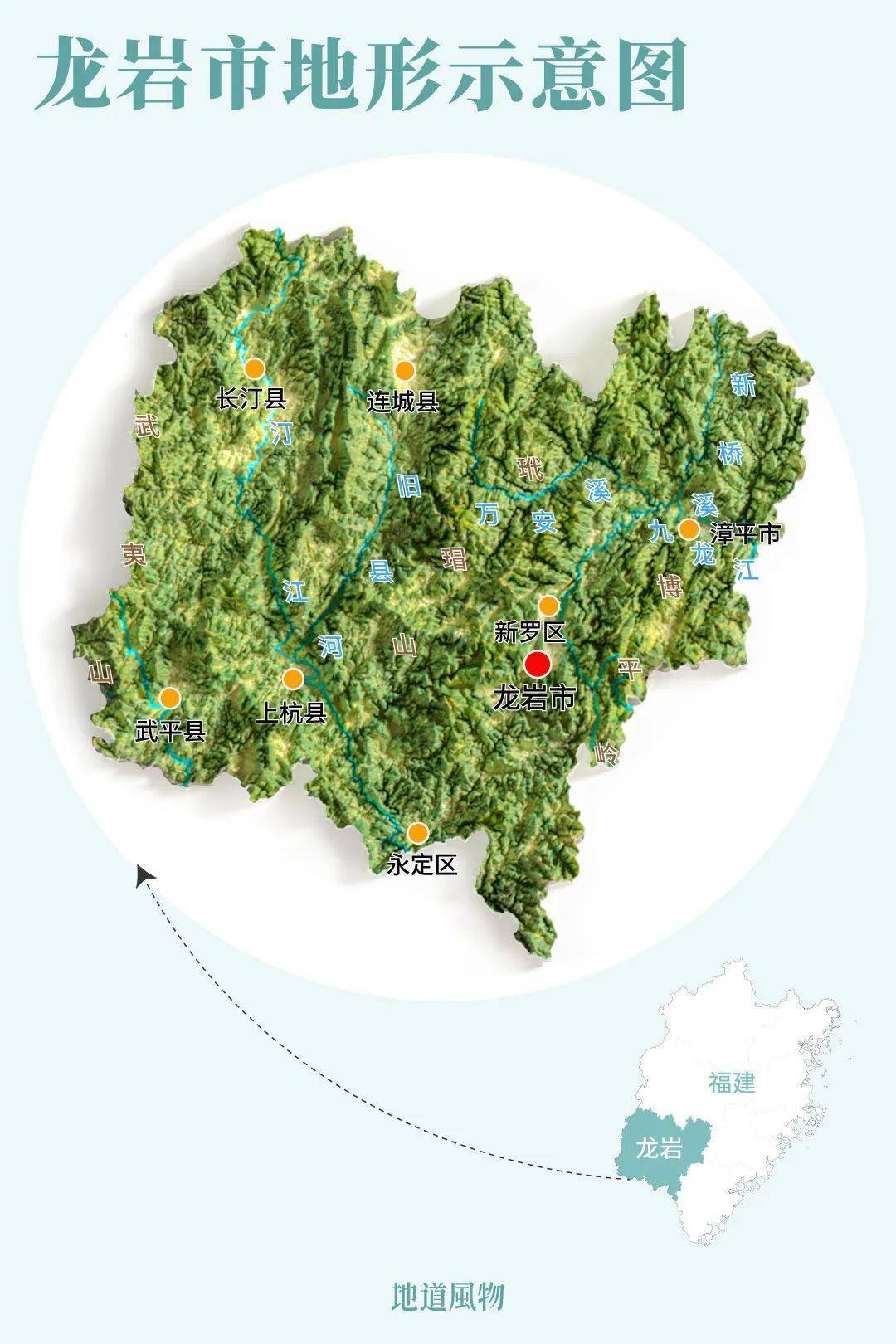 其西部是福建最重要的大山武夷山南段,中部是玳瑁山,东部是博平岭与