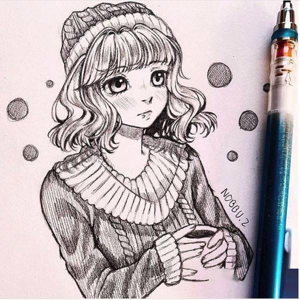 素描动漫手绘满足了我二次元的幻想_线条_头发_人物