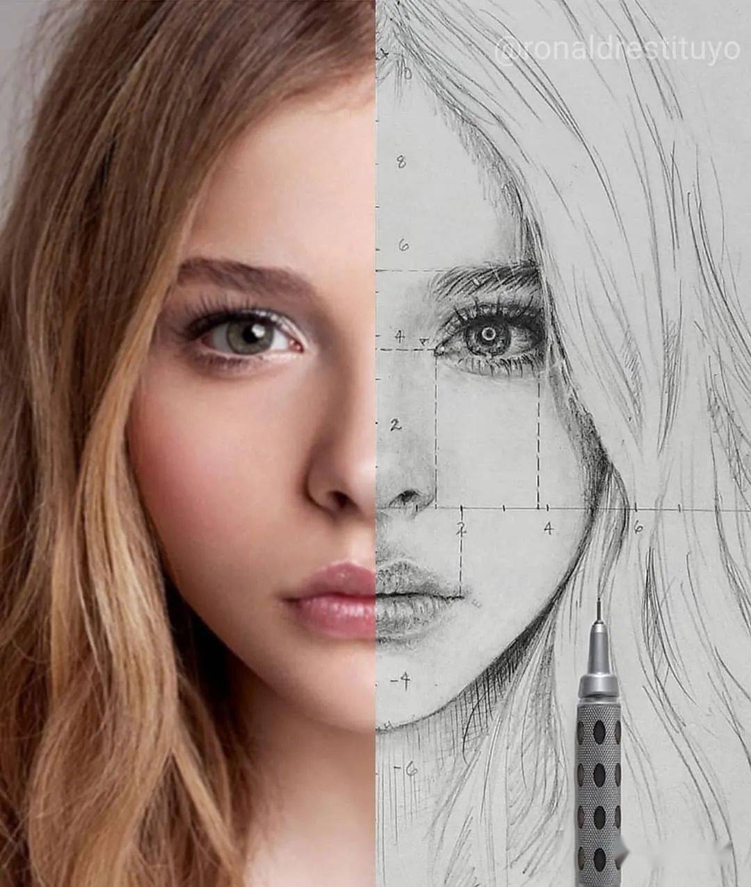 如何用黄金分割点画素描人像_@ronald_课程_在线