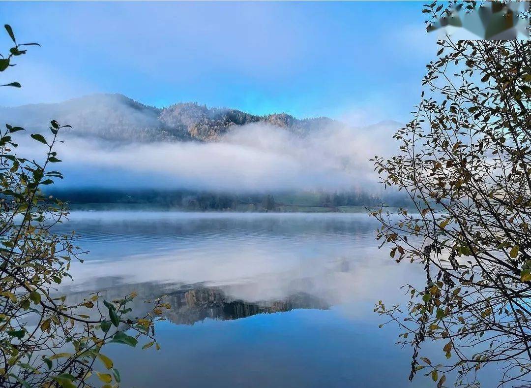 薄雾轻缭,如梦初醒_大自然_湖面_夕阳
