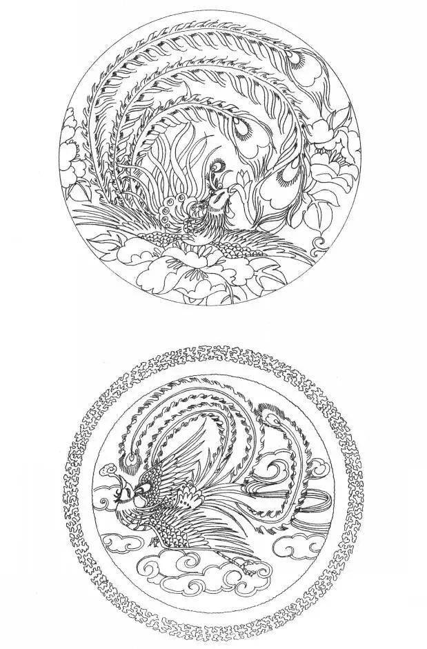 素材| 一组凤凰白描图谱46图 富贵吉祥_龙凤_象征_中华