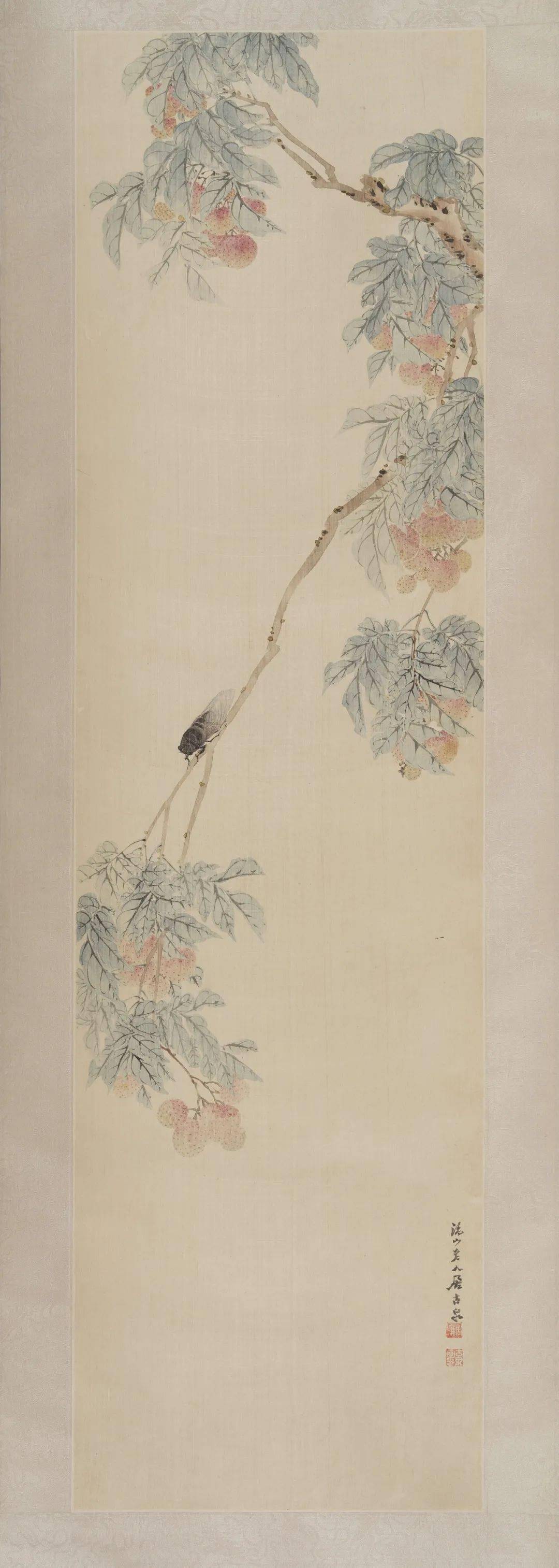 中国 工芸品 書画 掛軸 清・居廉「花卉四屏之四 」 掛軸 立軸 巻物 