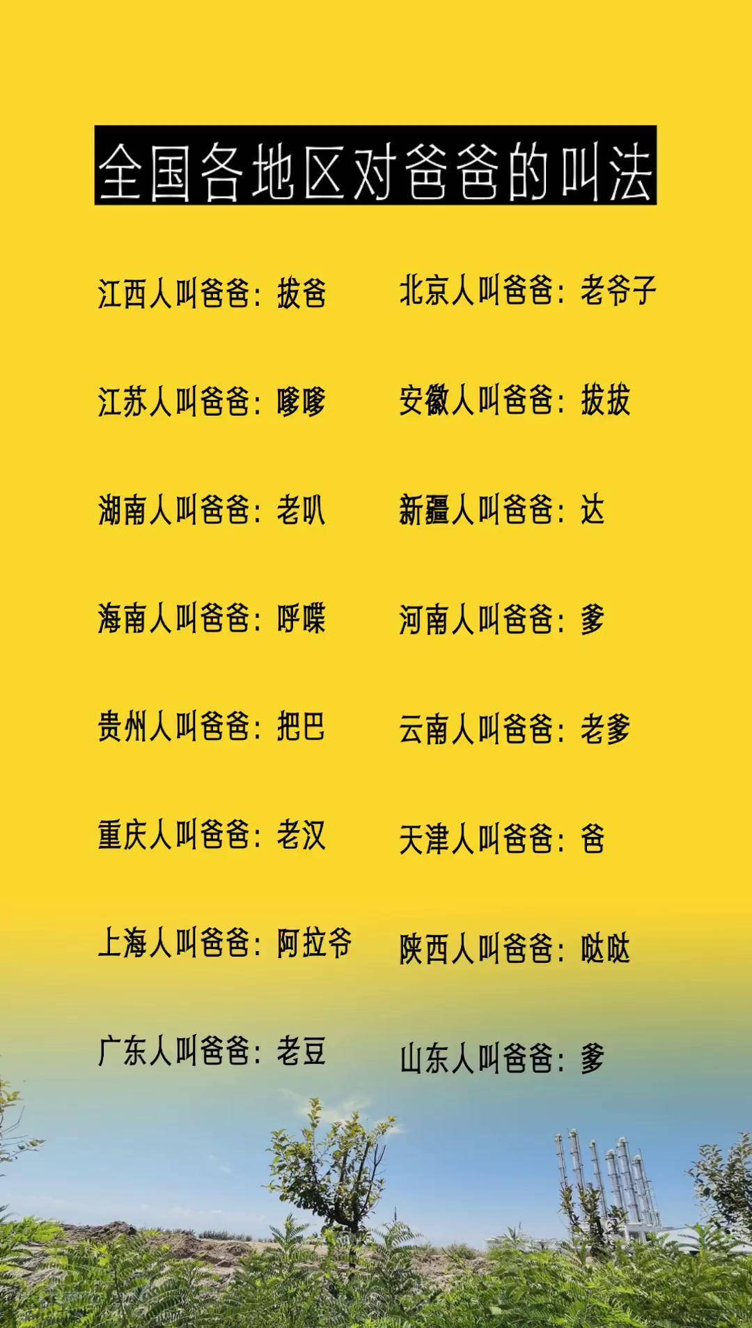爸爸的十种叫法