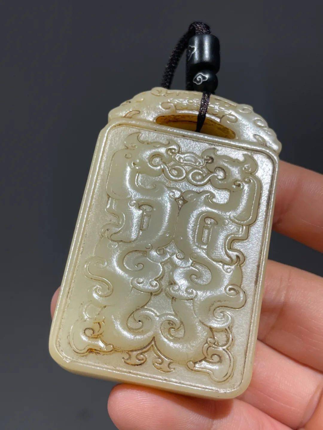 白玉双魚紋 天然石 手彫 本玉 天然石 和田玉 清時代中国古美術