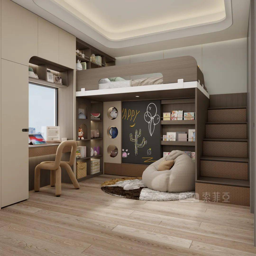 用索菲亚超火的卡尔系列装港风,儿童房 悬浮床超酷,太太太有腔调了!