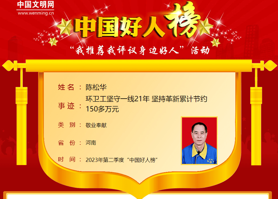 漯河:陈松华光荣上"中国好人榜"_工作_维修_中转站