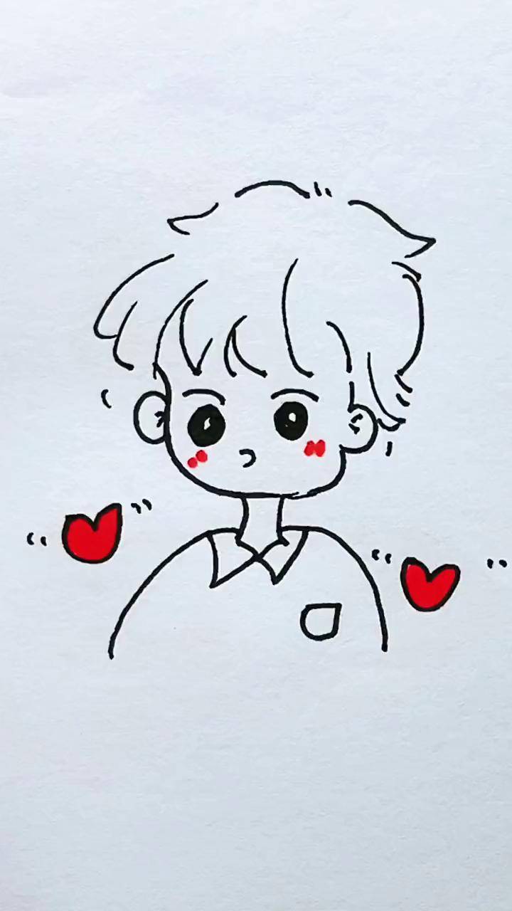 帅气男孩画画 学画画 简笔画