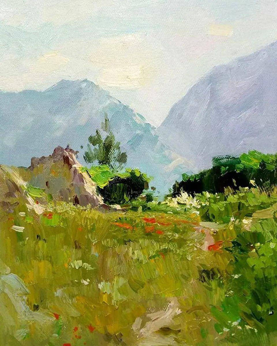 清新秀丽的油画风景,简简单单的美