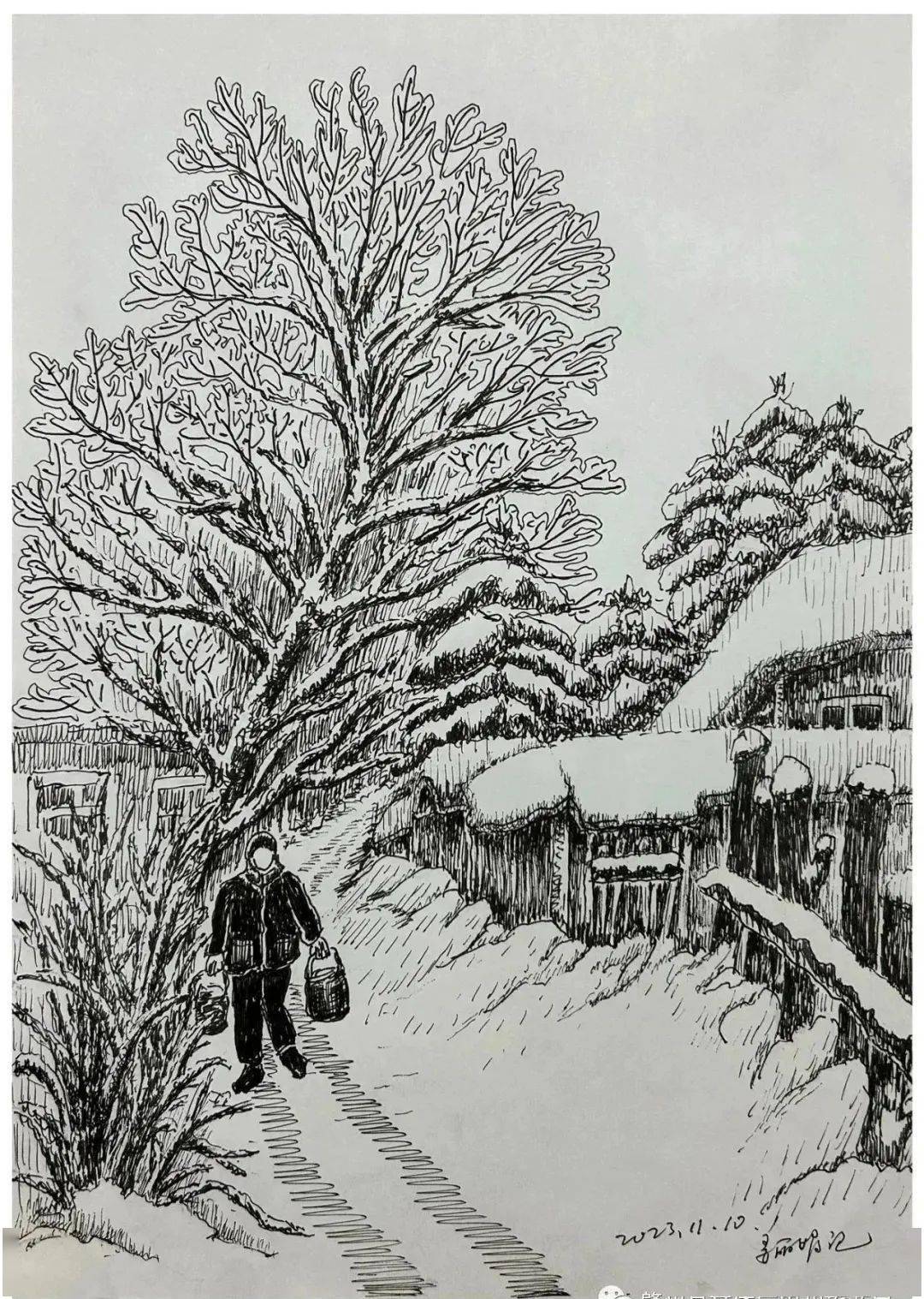 "肇州人画肇州"——初冬瑞雪_吴静明_创作_爱家乡