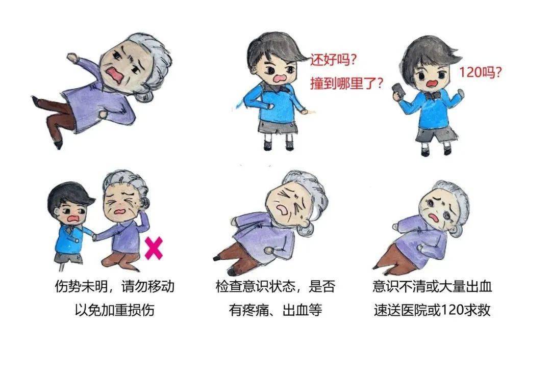 预防跌倒宣传图漫画图片