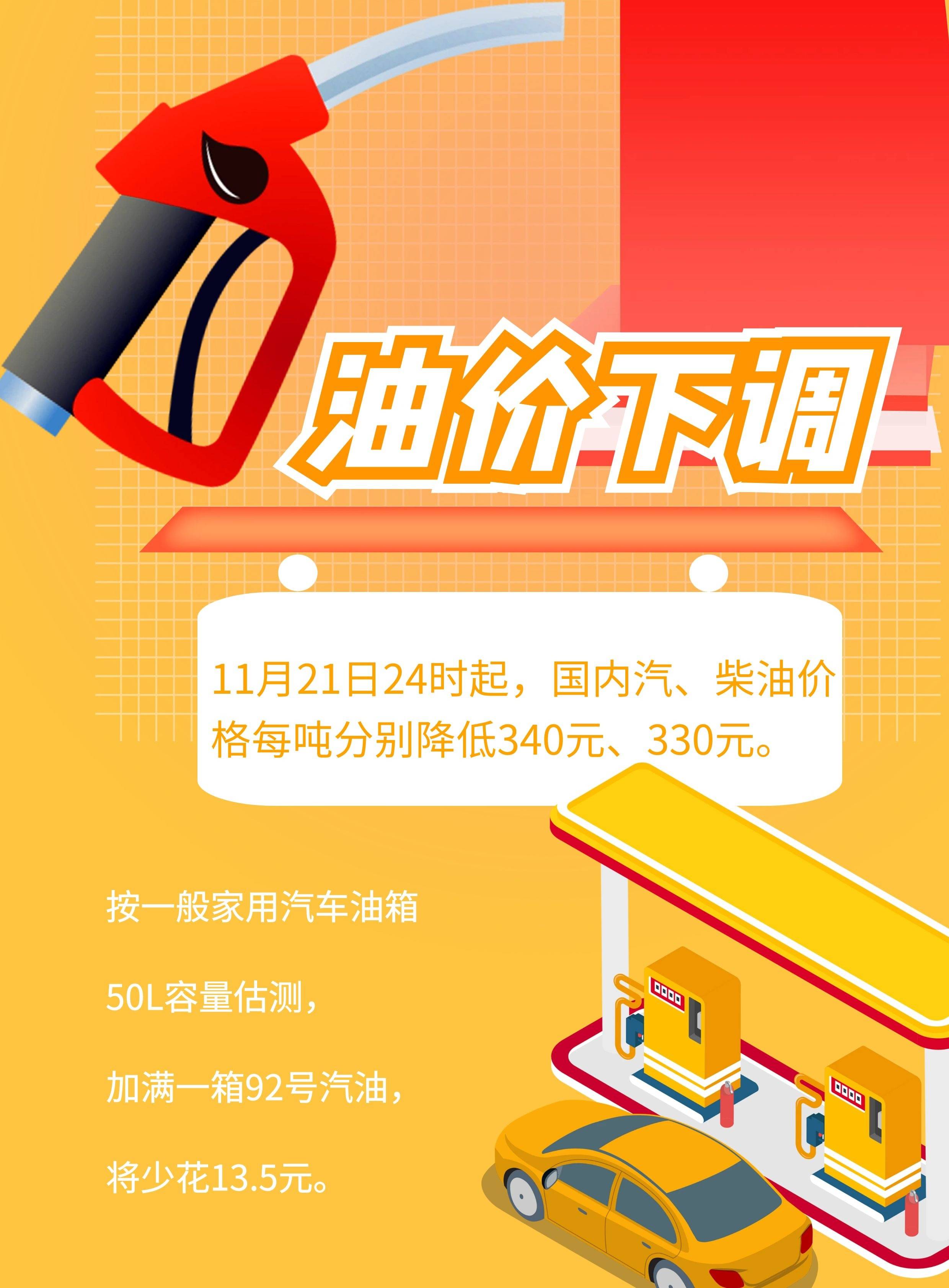 11月21日24时国内油价现“四连跌” 加满一箱少花13.5元 