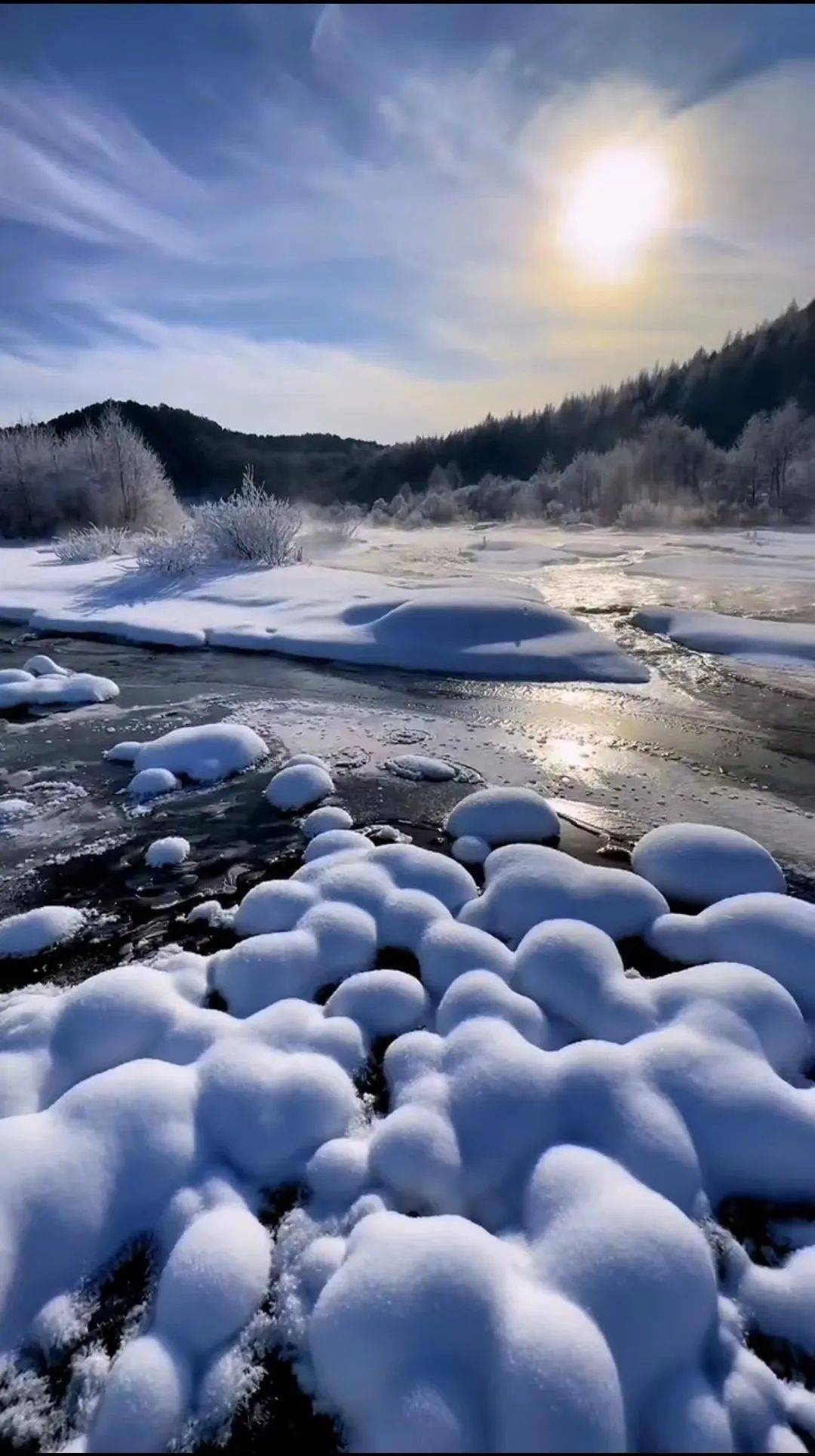"雾凇花开美玲珑,玉树琼枝树树同"十一月大丰河迎来了一场又一场冬雪
