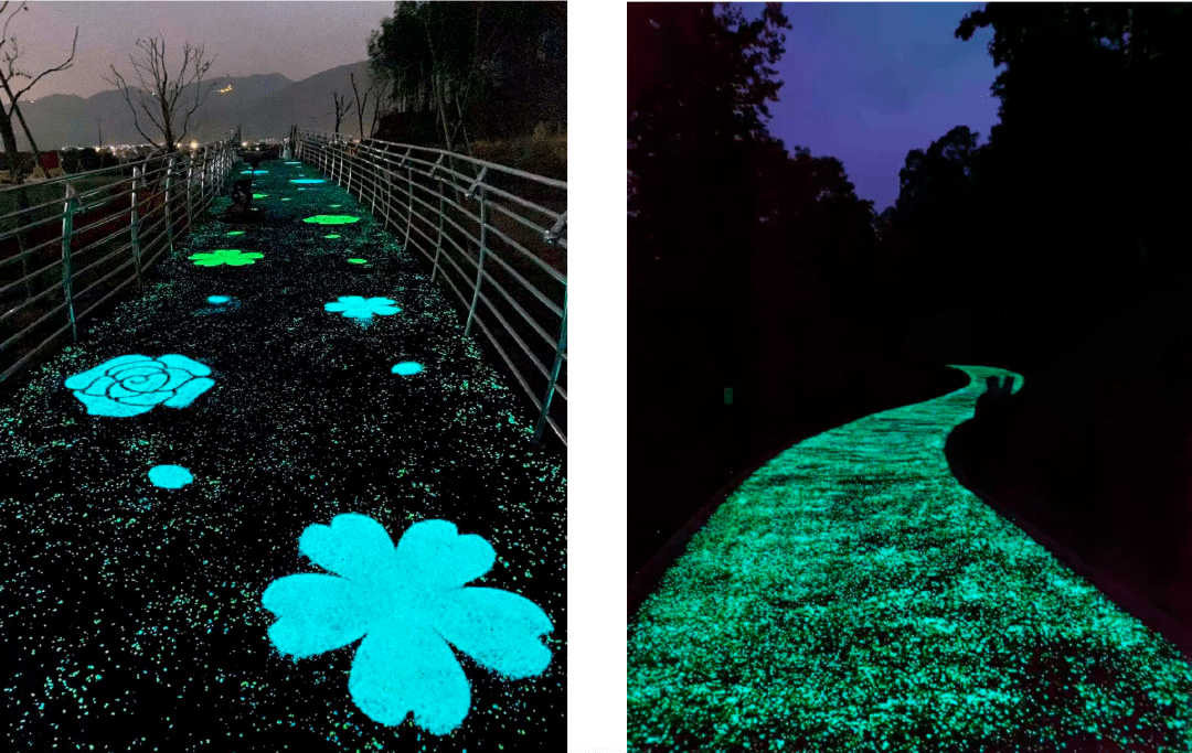 陶瓷颗粒胶粘工艺夜光步道案例塑胶epdm夜光案例03.