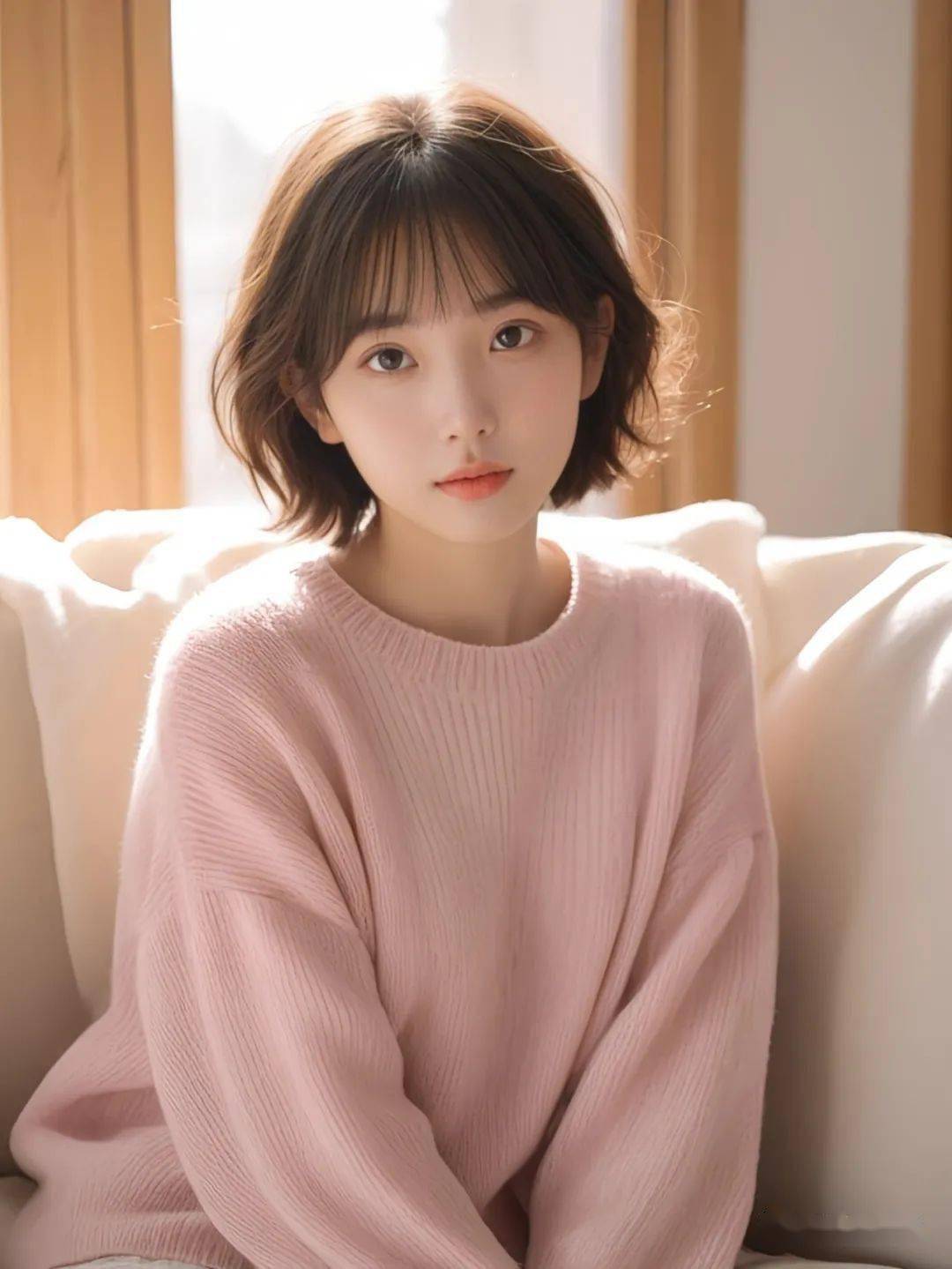 这款短发最大的特点就是非常显脸小适合夏天也很适合冬天短发的长度