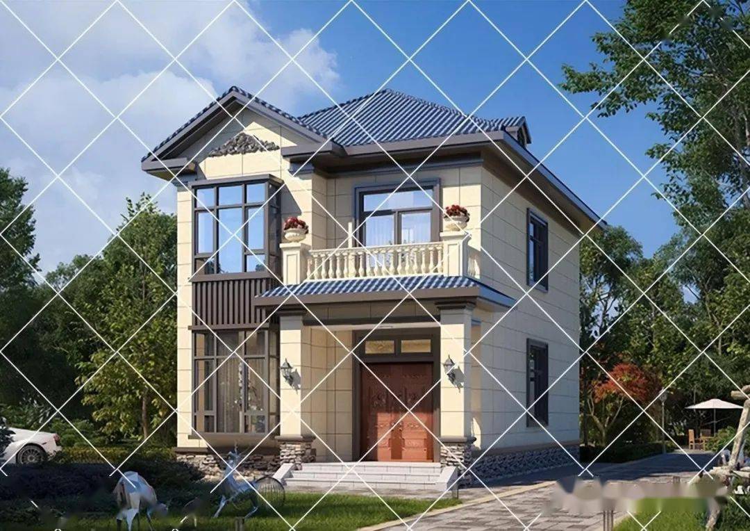 15款宅基地小面宽小二层农村自建房别墅,宅基地小二层首选_设计的