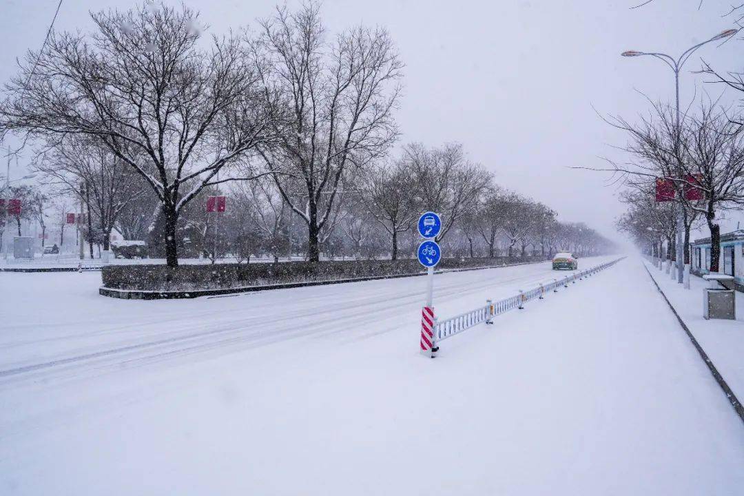 縣遼陽街▲降雪後環衛工給路面灑融雪劑▲陽泉南山公園▲雪花從天而降