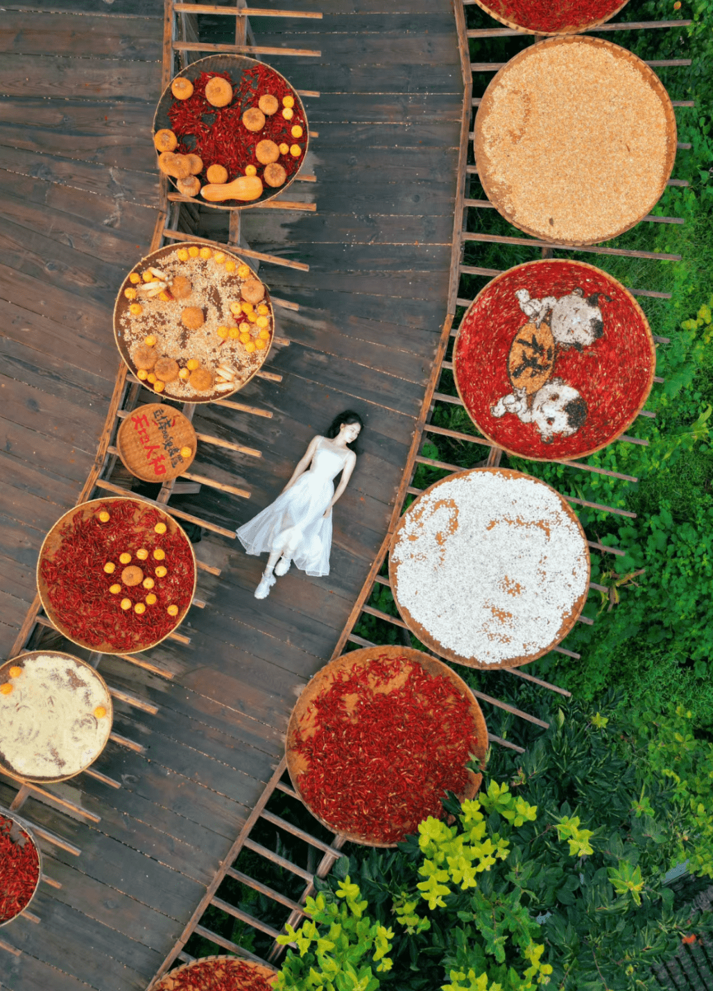 辣椒走过黛瓦白墙江南百景跃然于晒匾之上凭窗远眺只见那"千片赤英霞