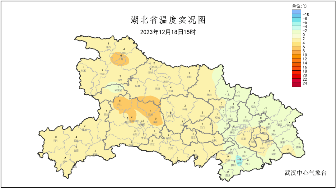 及以下下午3點,東部地區大部氣溫也持續低迷(今晨嘉魚,英山等地有積雪