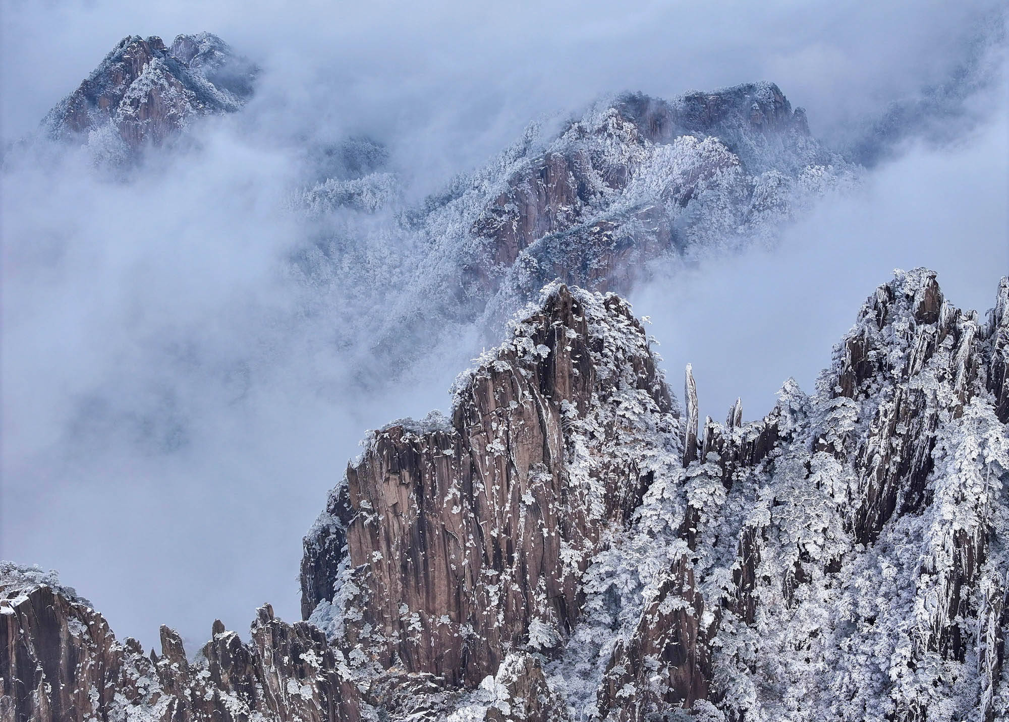 冬雪如画_雪景_黄山风景区_甘肃省