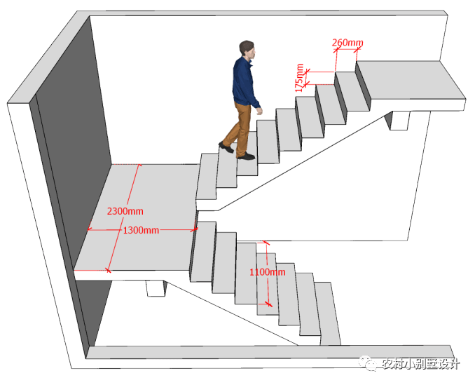 双跑梯su模型△适合方正型宅基地△双跑梯实景图4,三跑梯三跑楼梯的