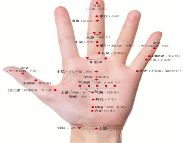 通過搓揉手掌,揉按穴位可疏通經絡,增強呼吸系統功能,預防感冒.