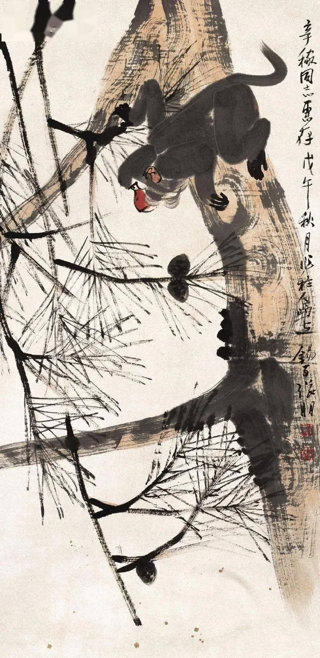 【国画天地】这位画家笔下的猴子,画的真好!_先生_张朋_画作