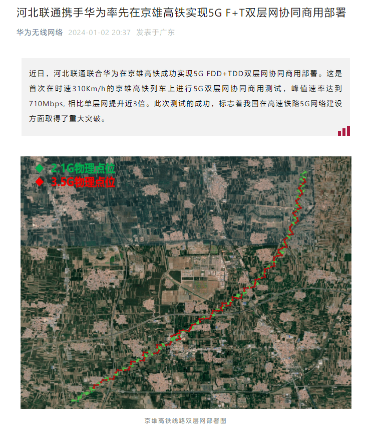 華為方面表示,此次測試成功標誌著我國在高速鐵路 5g 網絡建設方面